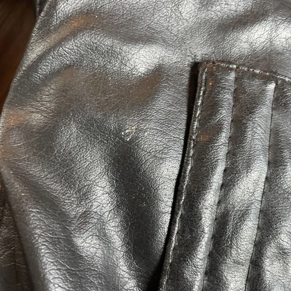 Vintage Black Faux Leather Motorcycle Jacket Biker Bomber Classic‎ Retro Style